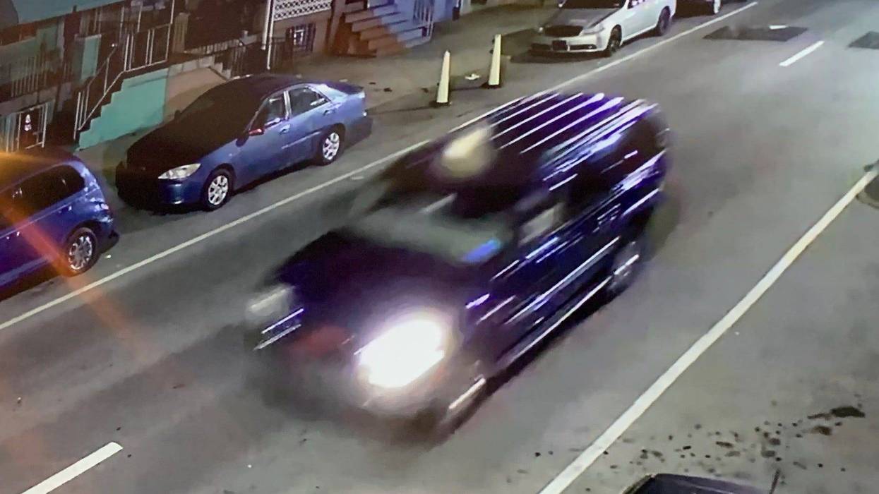 The vehicle has a broken right headlight. Police believe it is a blue GMC Yukon or Denali.
