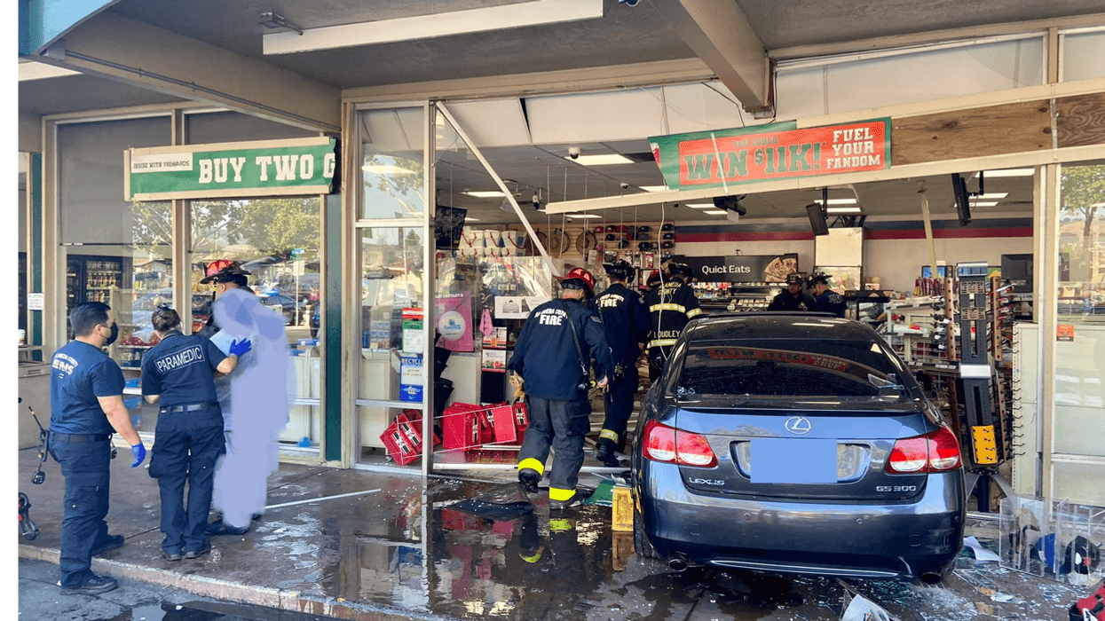 The vehicle went into the front of a 7-Eleven in San Leandro on Sunday afternoon.