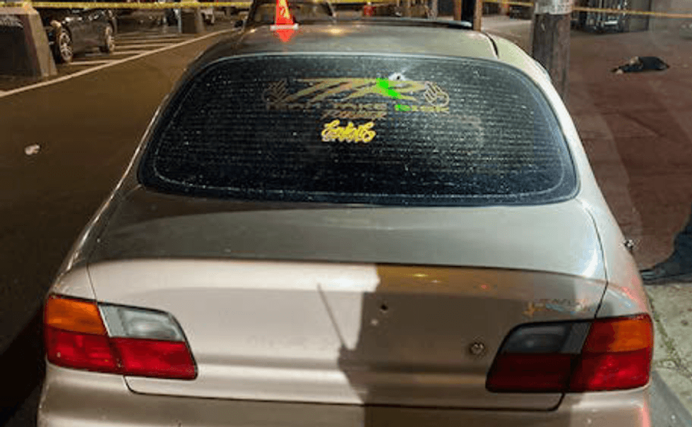 The vehicle, with bullet holes, that the 5-year-old girl was inside of during the shooting