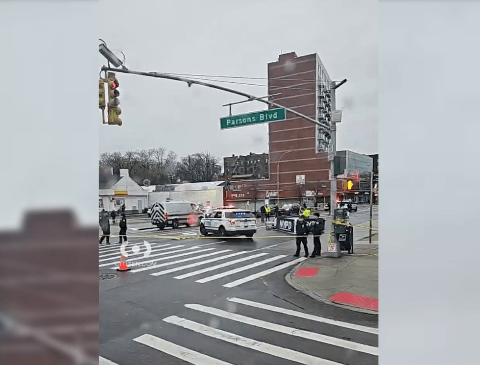The victim was struck by the truck while turning left onto northbound Parsons Boulevard from eastbound Northern Boulevard, police said