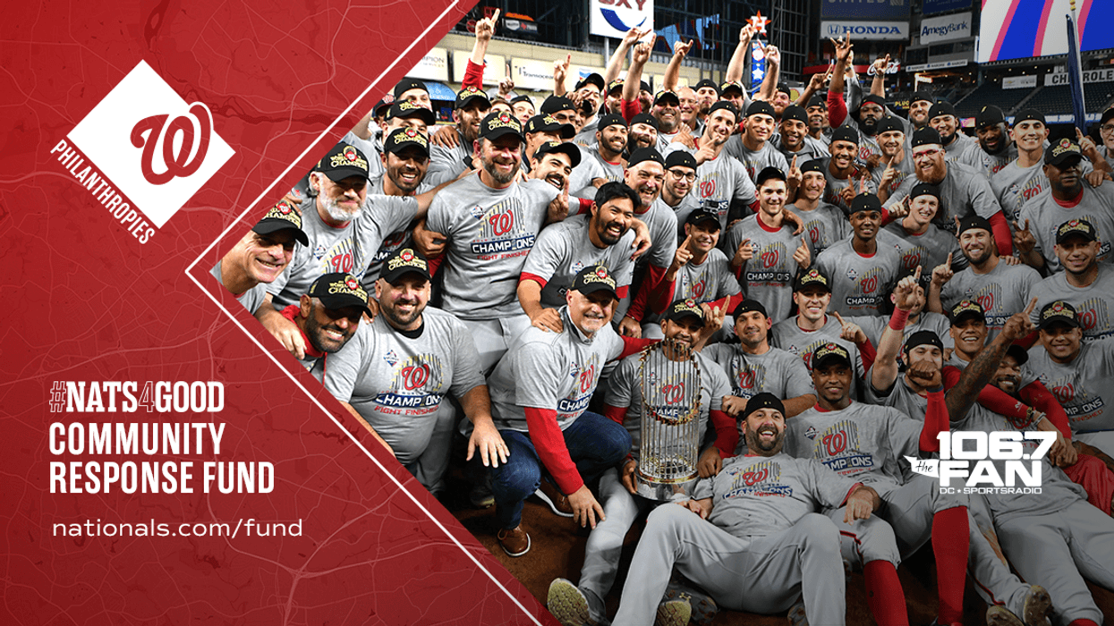 The Washington Nationals celebrate their 2019 World Series victory.