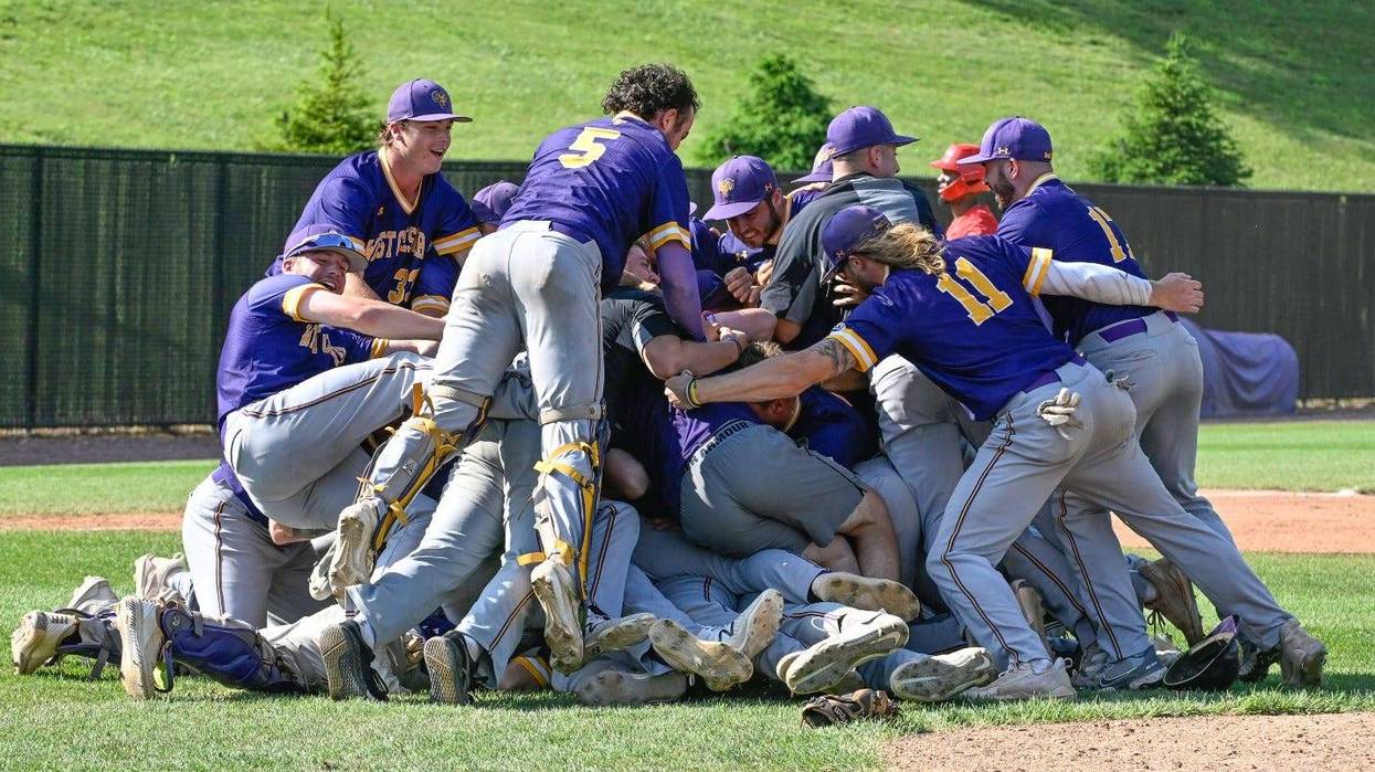 The West Chester Golden Rams celebrate after advancing to the Division II National Championship.