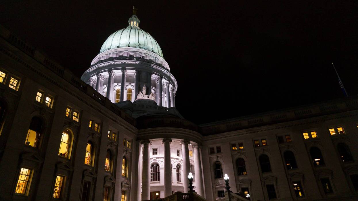 The Wisconsin State Capitol where late night debate is taking place over contentious legislation December 4, 2018 in Madison, Wisconsin.