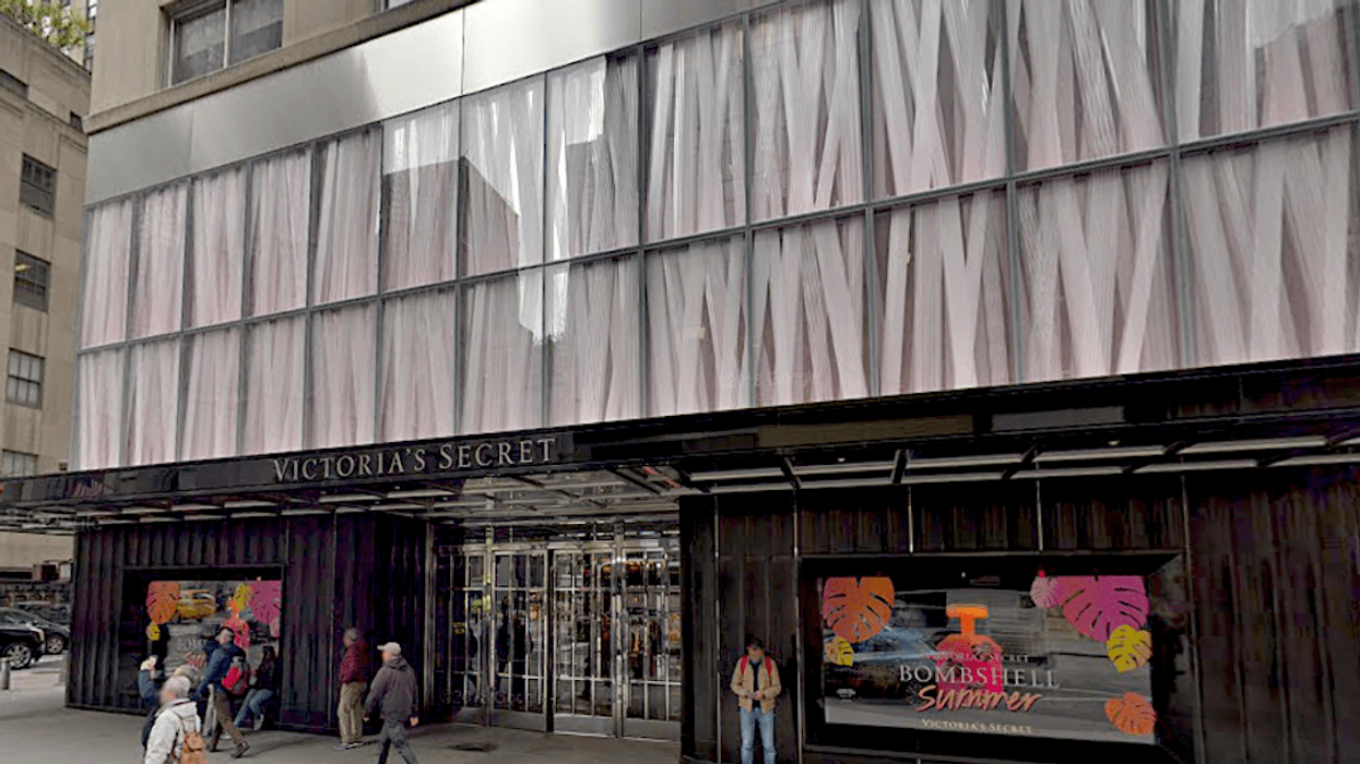The worker was on a boom lift in front of the Victoria's Secret store on Fifth Avenue when the bus struck the lift and knocked him out of the bucket, police said