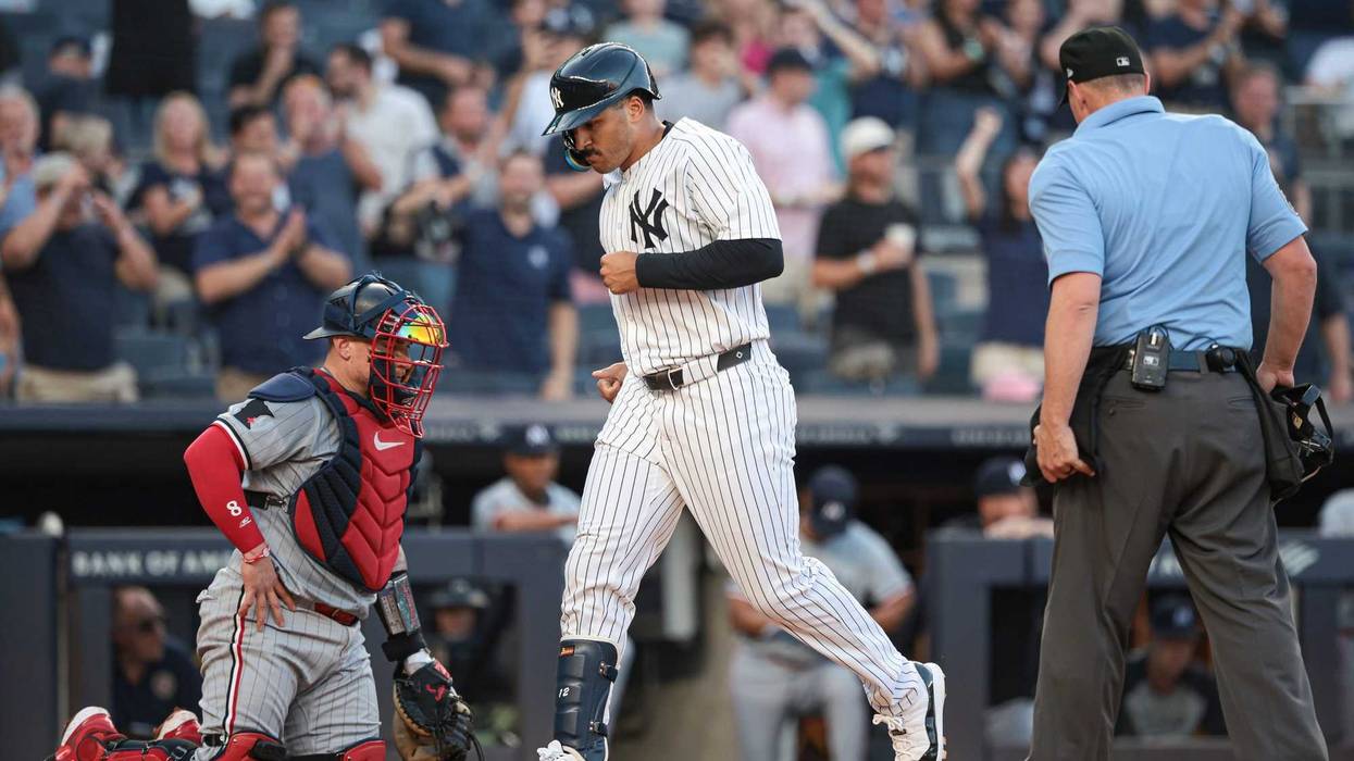 The Yankees celebrate yet another home run off the Twins during their 8-5 win Thursday.
