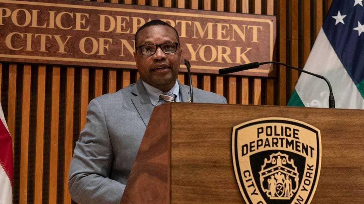 Then-Assistant Chief Miguel Iglesias conducts a press conference on gun charges arrests with police officers at One Police Plaza on Feb. 12, 2021. Iglesias was removed from his position as Chief of Internal Affairs on Dec. 22, 2024, after allegations of high-ranking sexual misconduct became public.