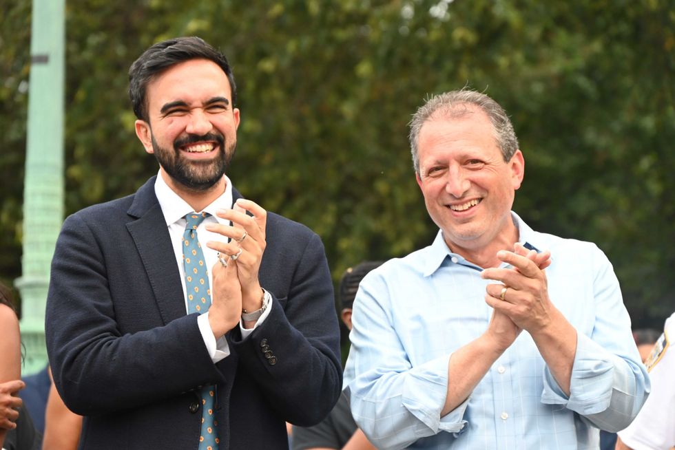 Then-mayoral candidate Zohran Mamdani and NYC Comptroller Brad Lander appear at the NYPD