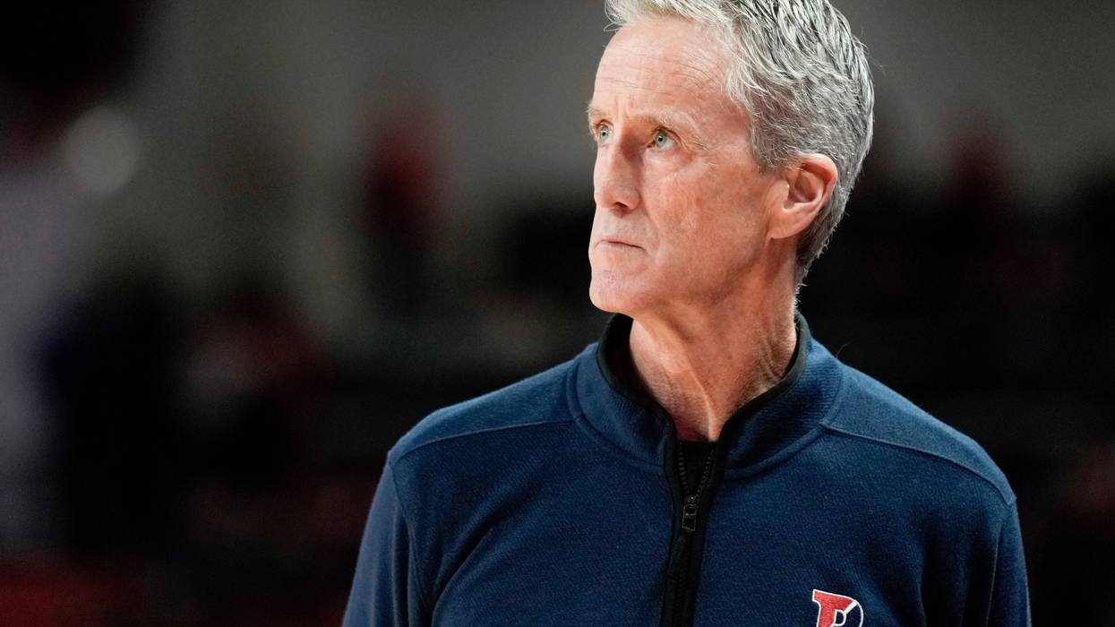 Then-Penn head coach Steve Donahue looks on during the first half of an NCAA college basketball game against Houston, Saturday, Dec. 30, 2023, in Houston.