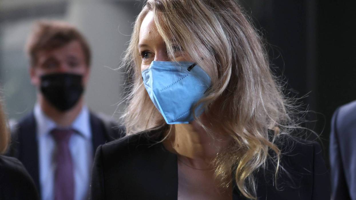 Theranos founder and former CEO Elizabeth Holmes arrives at the Robert F. Peckham Federal Building on December 16, 2021 in San Jose, California.