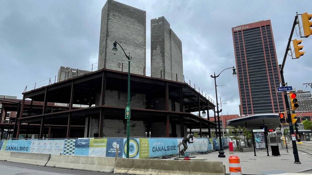 There is optimism work will soon resume on Heritage Point in Buffalo's Canalside section. Work on the project has been delayed by more than a year.