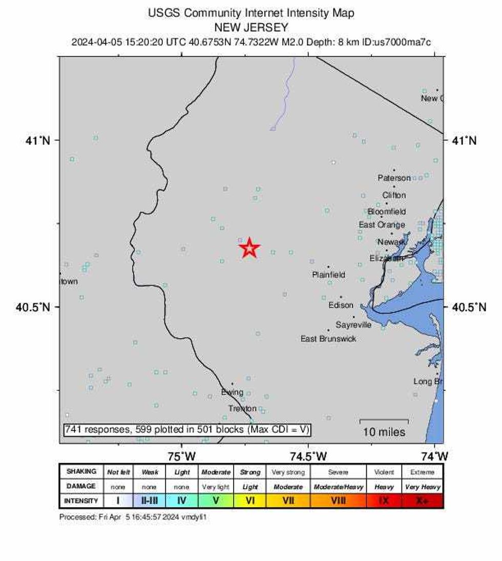 There was a 2.0 magnitude aftershock near Bedminster