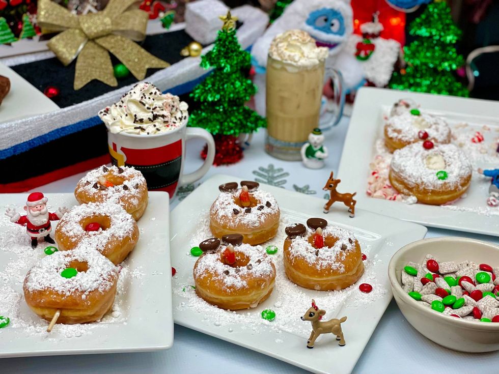 There will be a themed food menu, featuring sweets like warm baked Snickerdoodle Pretzels; Reindeer Food with rice cereal, chocolate, peanut butter, powdered sugar, and red and green MM