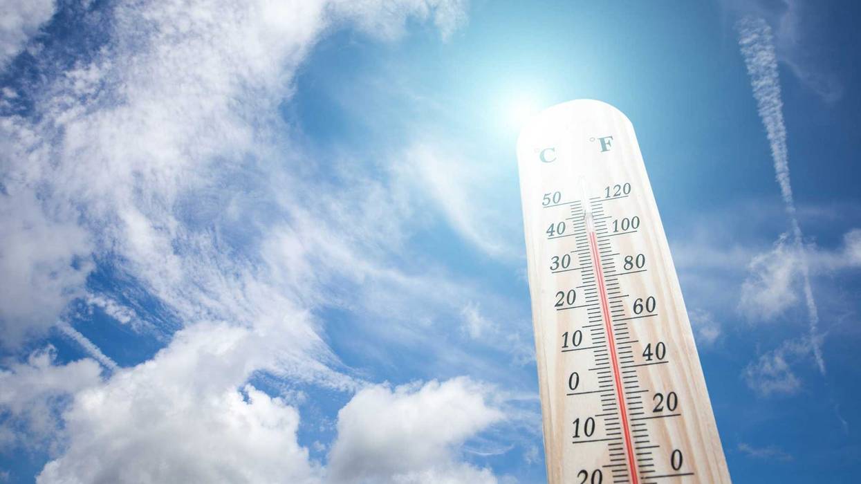 Thermometer on a hot summer day.