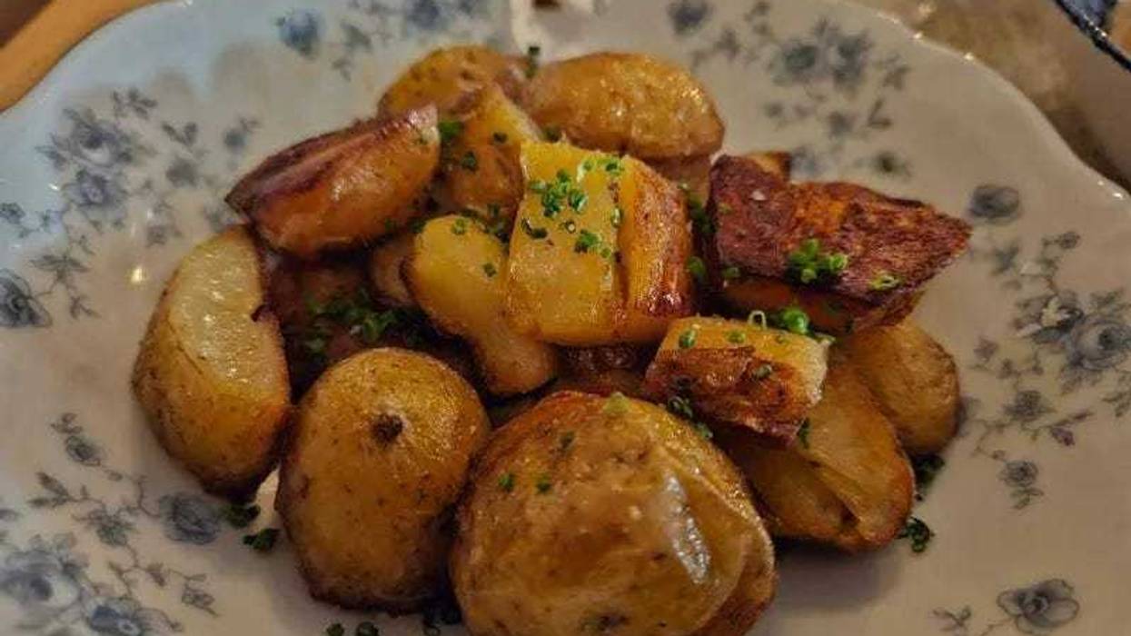 These might be James Beard winning potatoes? They're given a bath in duck fat for that crispy crunch and melt in your mouth middle at St. Paul's Myriel.