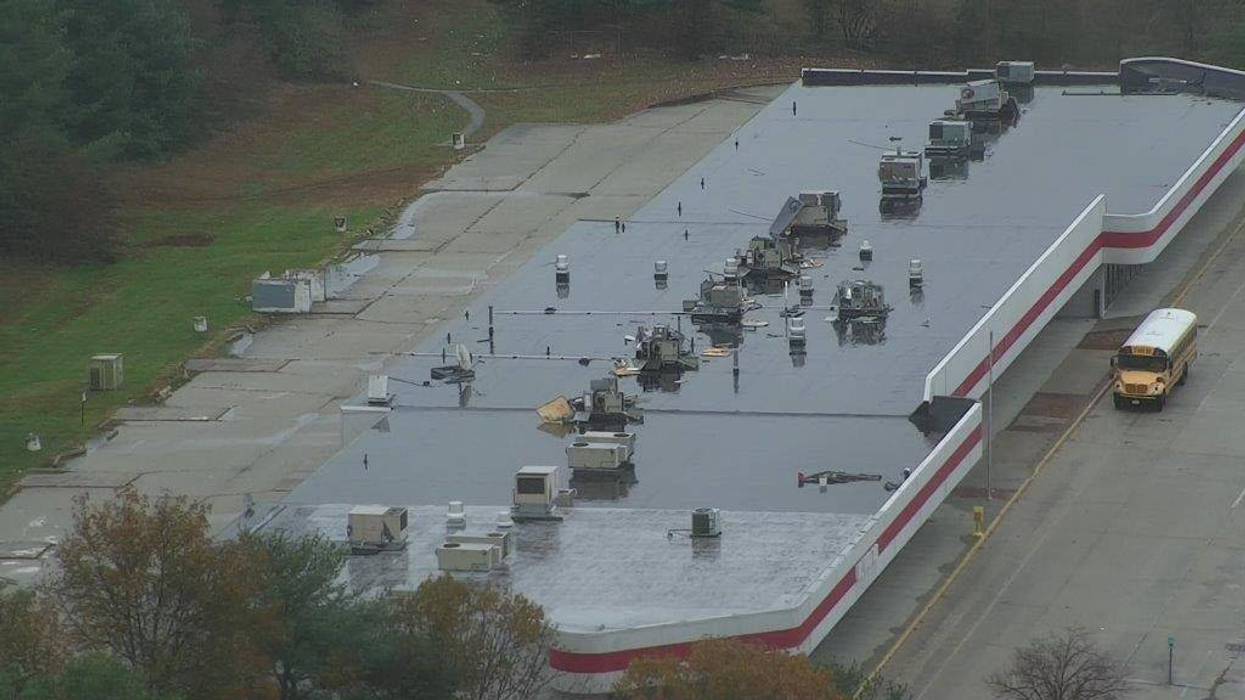 Thieves took copper coils from air conditioning units on this building's rooftop.