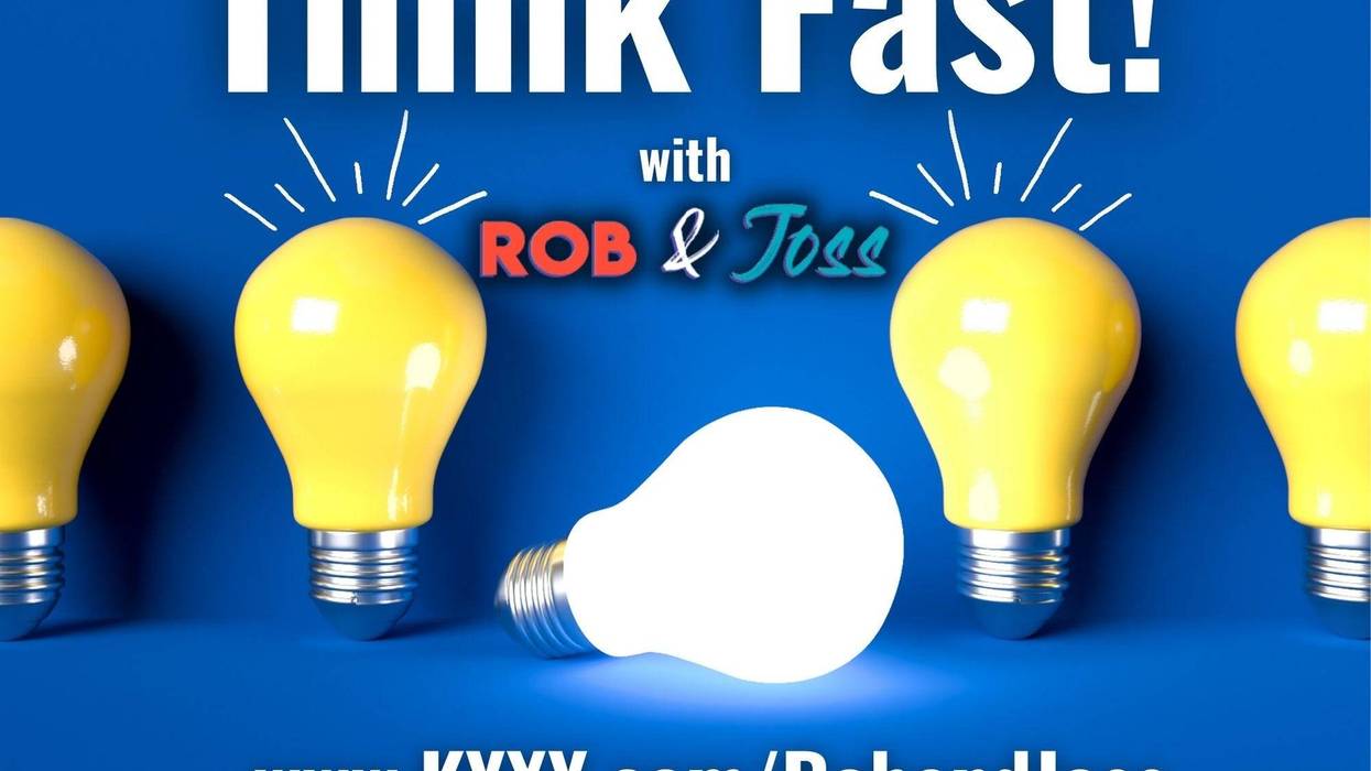 Think Fast and Rob and Joss logo with lightbulbs around it