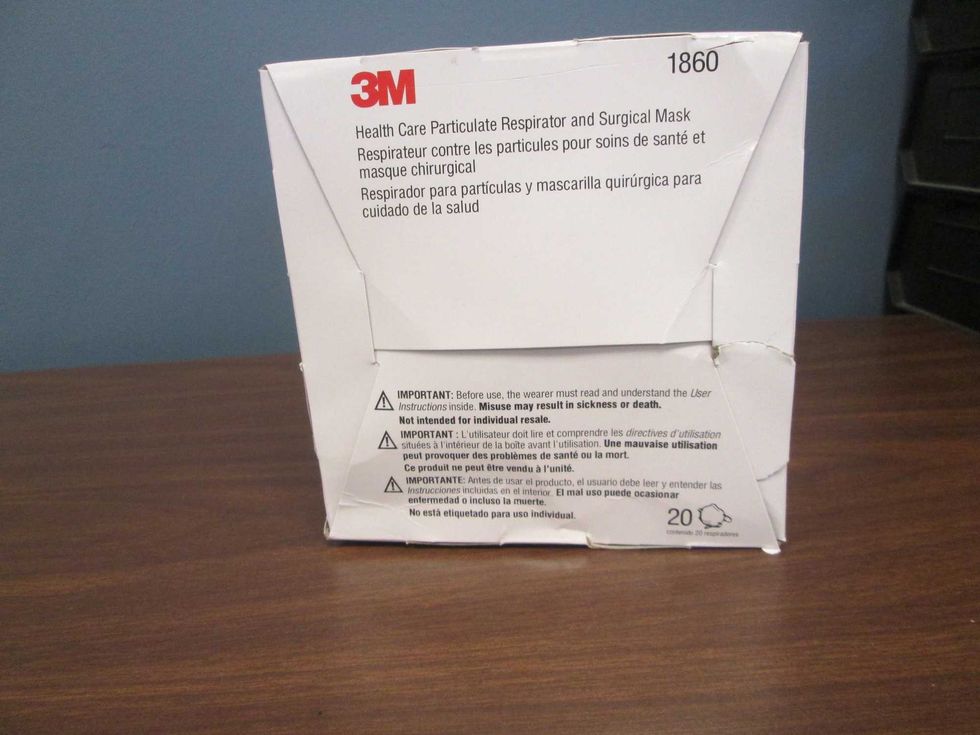 This box of masks was seized by customs agents Monday at O