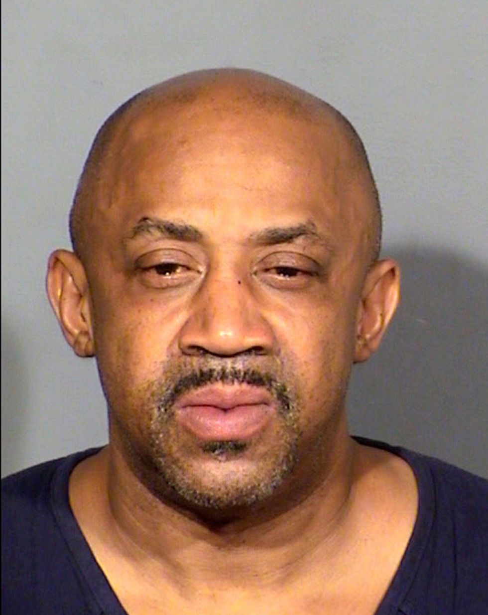 This Clark County Detention Center booking photo shows Billy Hemsley following his arrest early Friday, Aug. 5, 2022, in southeast Las Vegas. Police say suspect Hemsley, 54, killed a man and wounded two women late Thursday, Aug. 4, 2022, during an argument involving family members in a hotel room at The Mirage resort.