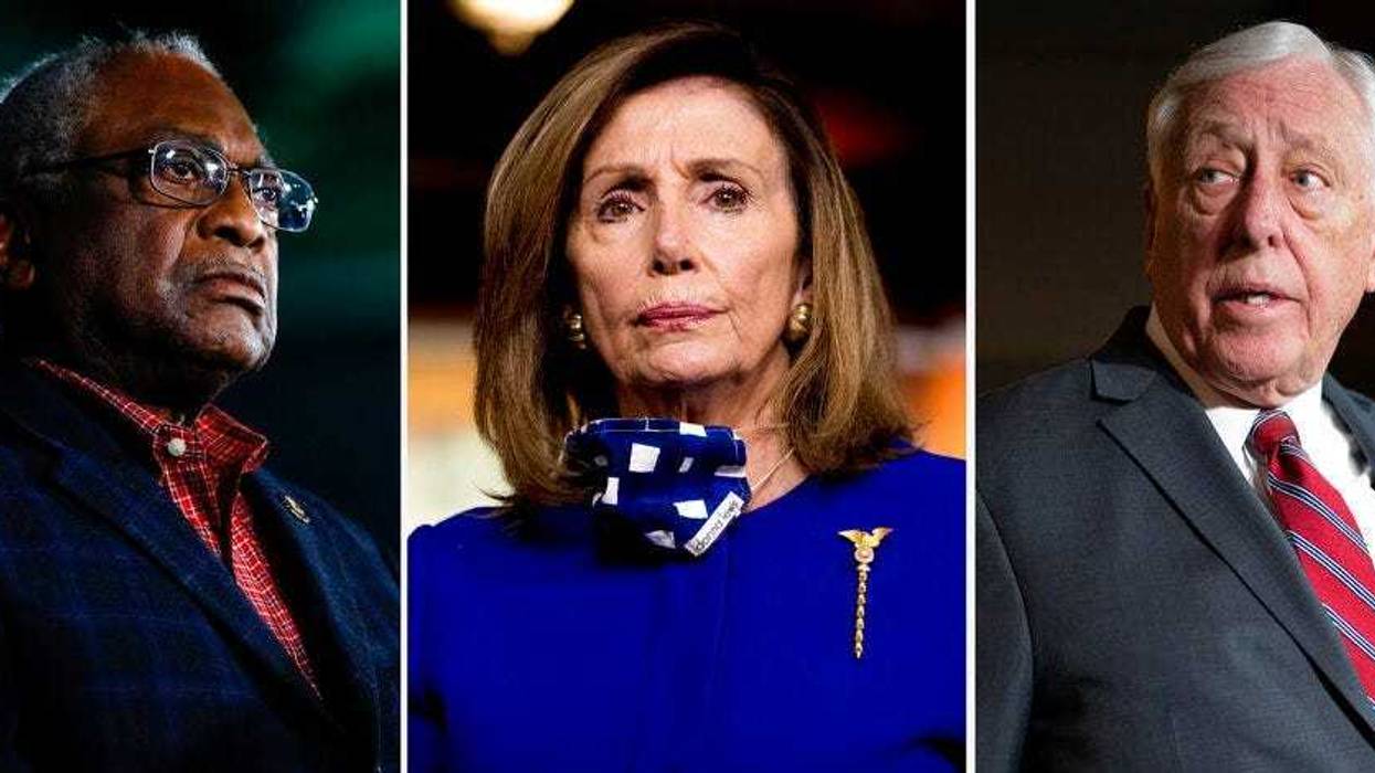 This combination of file photos shows from left, Rep. James Clyburn, D-S.C. on Feb. 29, 2020, in Columbia, S.C., House Speaker Nancy Pelosi of Calif., on July 24, 2020, in Washington and House Majority Leader Steny Hoyer, D-Md.