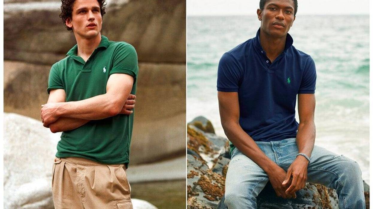 This combination of photos released by Ralph Lauren shows Polo shirts made from recycled plastic bottles. Each shirt is made from an average of 12 bottles collected in Taiwan, where the Polos are made, in partnership with an organization called First Mile