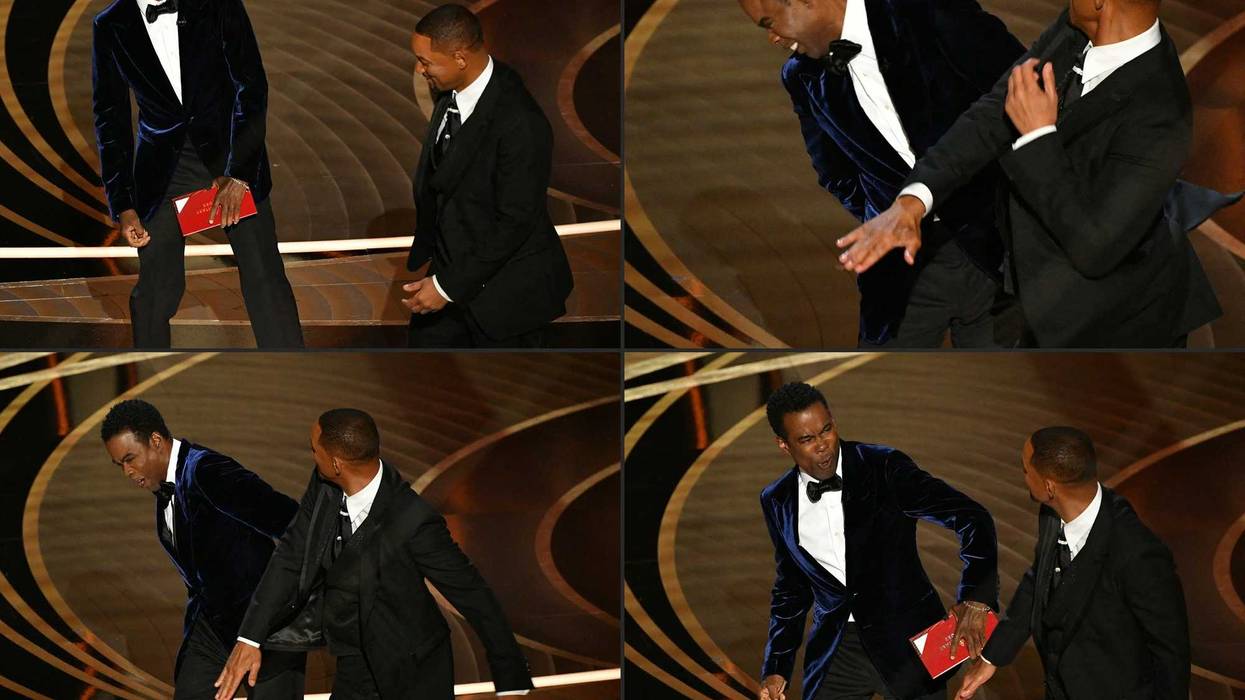 This combination of pictures created on March 28, 2022 shows US actor Will Smith (R) approaches US actor Chris Rock onstage,and US actor Will Smith (R) slaps US actor Chris Rock onstage, during the 94th Oscars at the Dolby Theatre in Hollywood, California on March 27, 2022.