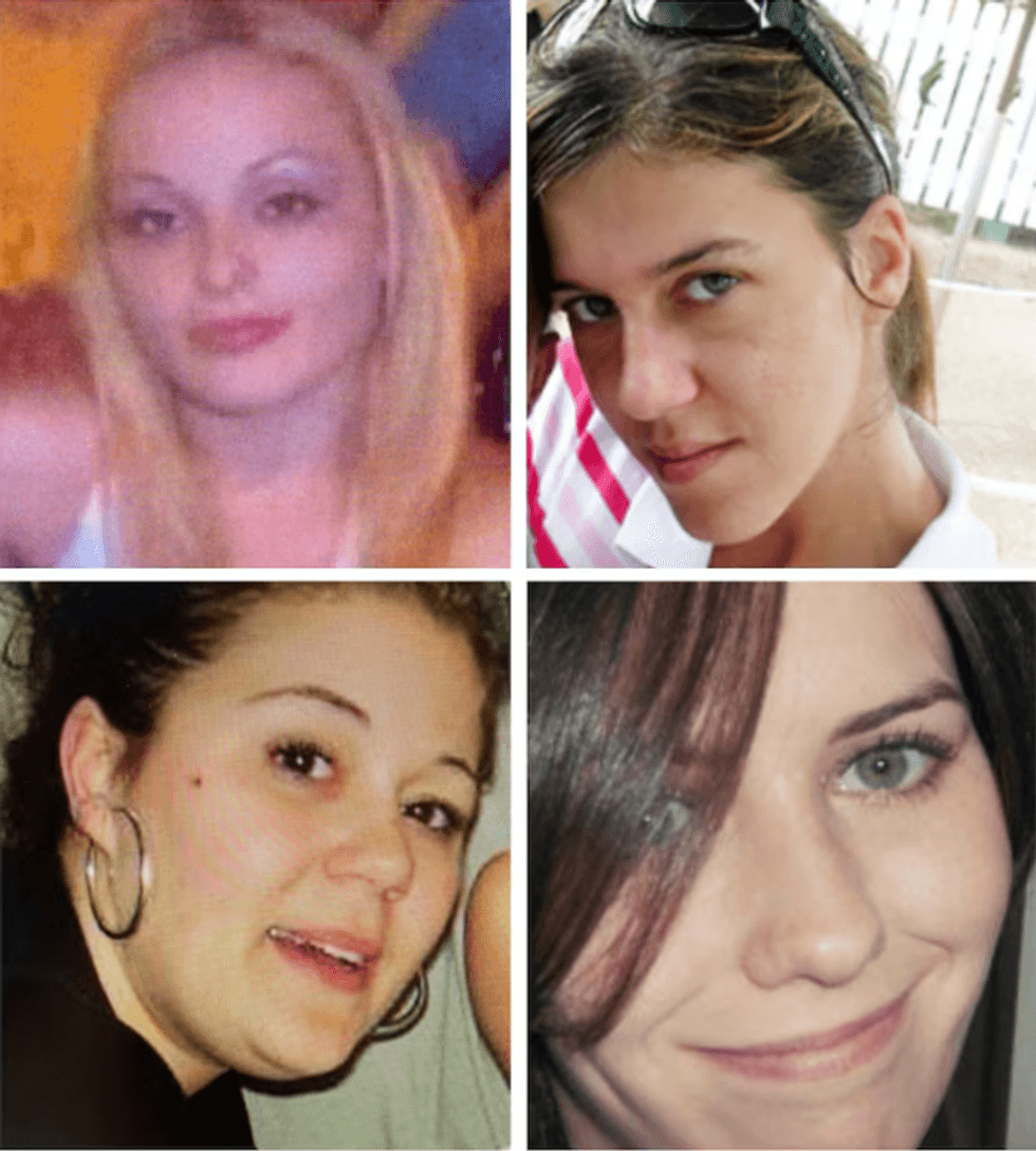 This combination of undated image provided by the Suffolk County Police Department, shows Melissa Barthelemy, top left, Amber Costello, top right, Megan Waterman, bottom left, and Maureen Brainard-Barnes