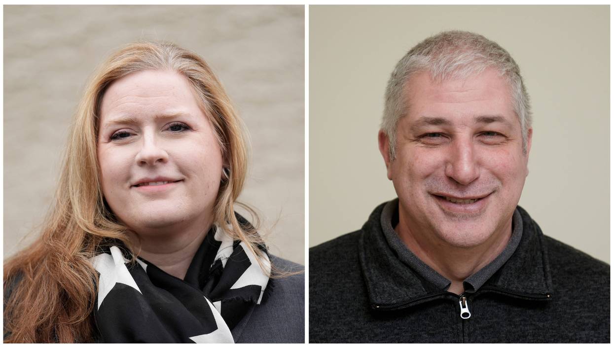 This combination photo shows nominees for a Bucks County special election to fill a vacant Pennsylvania state House seat, Republican Candace Cabanas, left, and Democrat Jim Prokopiak.
