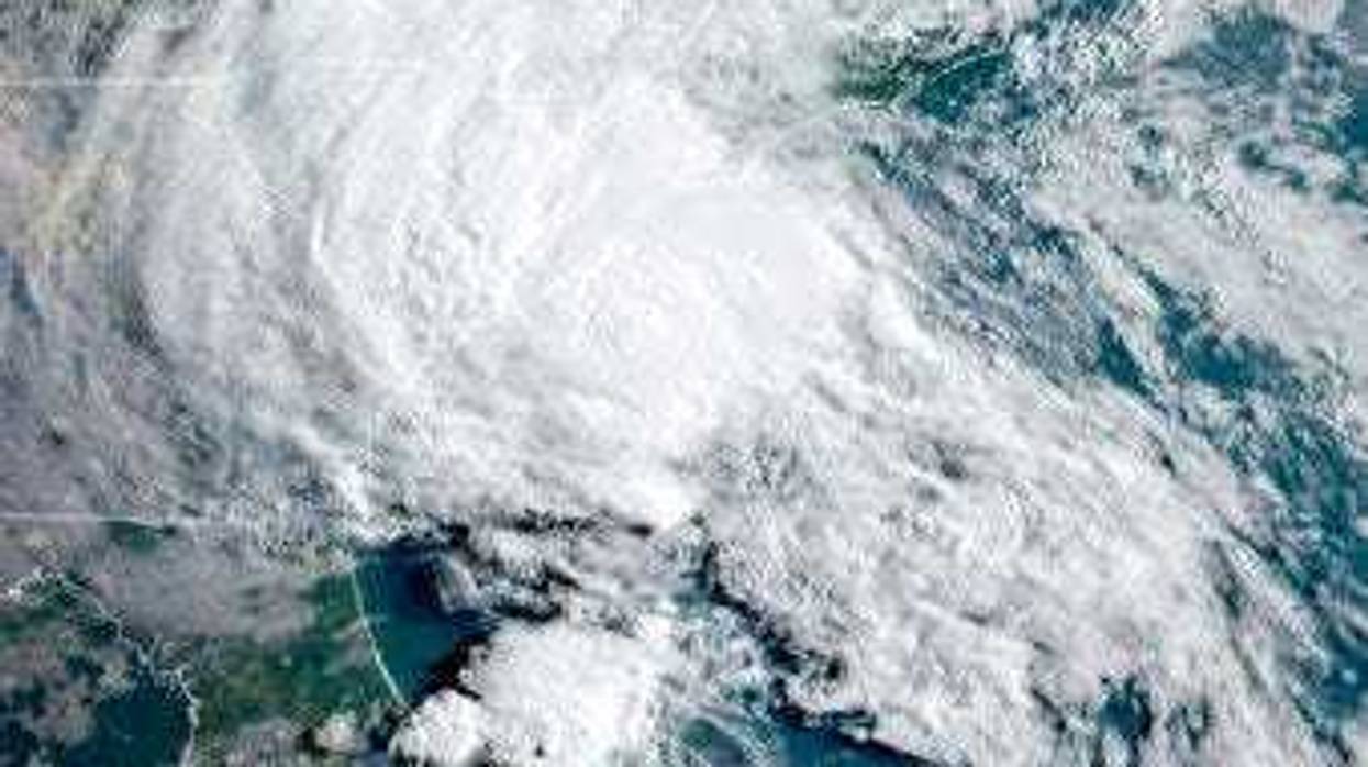 This GOES-16 satellite image taken Wednesday, May 27, 2020, at 11:40 UTC and provided by THE National Oceanic and Atmospheric Administration (NOAA), shows Tropical Storm Bertha approaching the South Carolina coast. (NOAA via AP)