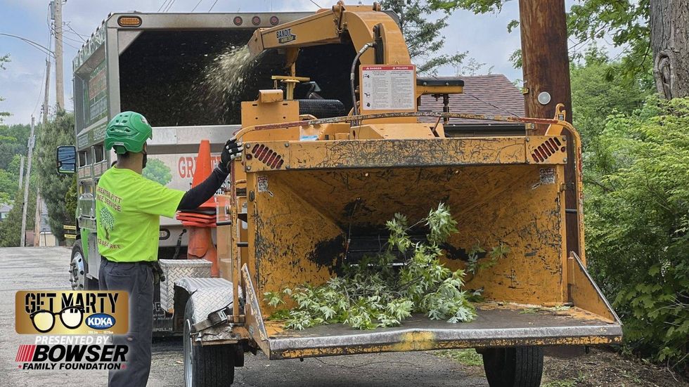 This GPTS woodchipper shreds the tree from Leo