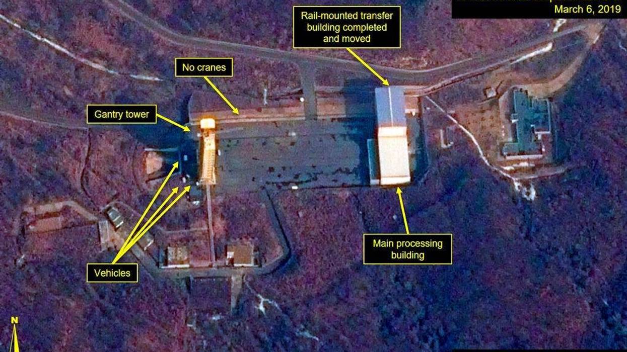 This image provided by Airbus Defence & Space and 38 North via a satellite image from CNES which was captured on March 6, 2019, shows the Sohae Satellite Launch Facility in Tongchang-ri, North Korea