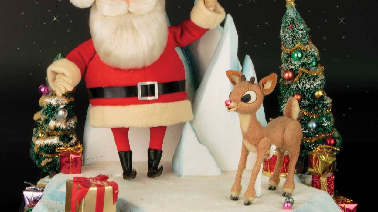 This image released by Profiles in History shows a Santa Clause and Rudolph reindeer puppet used in the filming of the 1964 Christmas special "Rudolph the Red-Nosed Reindeer."