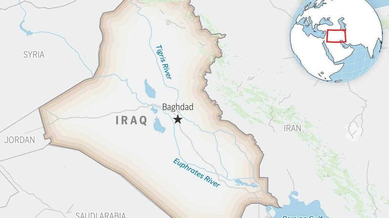 This is a locator map for Iraq with its capital, Baghdad.
