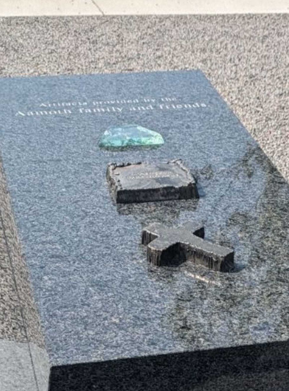 This is the intact memorial showing the glass artifact intact.
