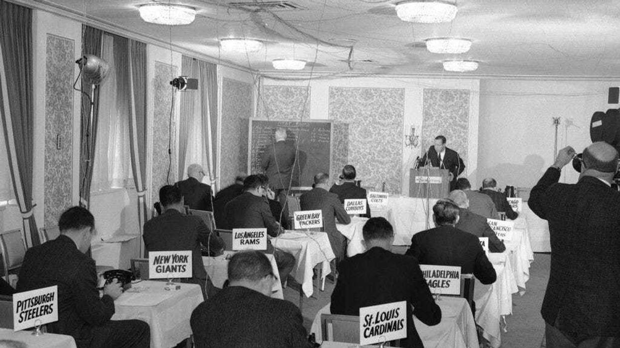 This Nov. 26, 1964, file photo shows a general view of the National Football League draft meeting in New York.