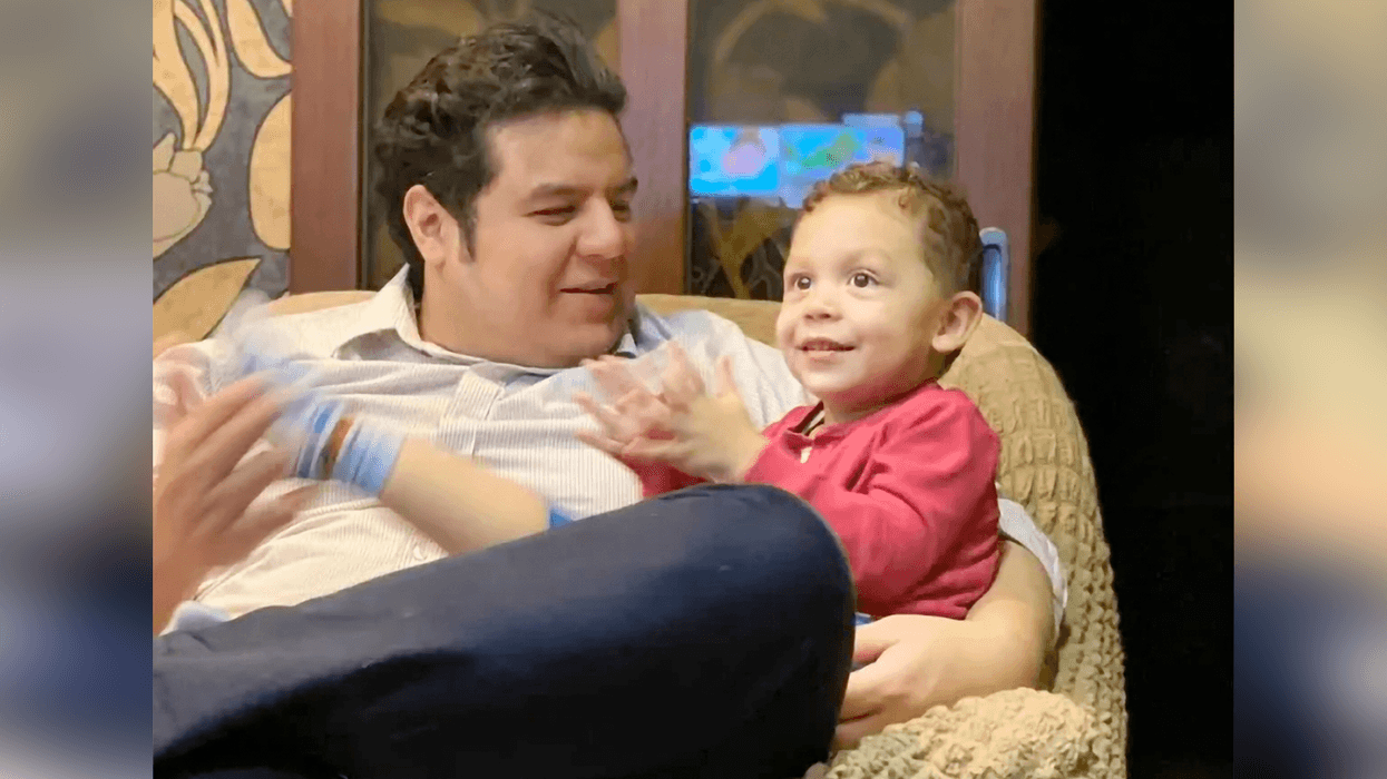 This photo provided by Angel Quintana shows Cesar Quintana and Cesar's son Alexander Quintana. Quintana said he is trying to get his son out of Ukraine, where he was taken by his mother in 2020 without his permission. A legal hearing was supposed to take place in March 2022, but since the Russian incursion it's unclear now how Quintana can get the boy out of the country and returned to Southern California.
