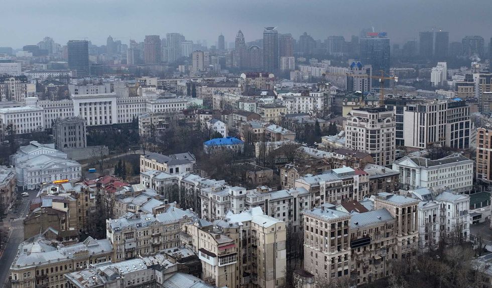This photo shows a view of the city of Kyiv, Ukraine, Thursday, Feb. 24, 2022