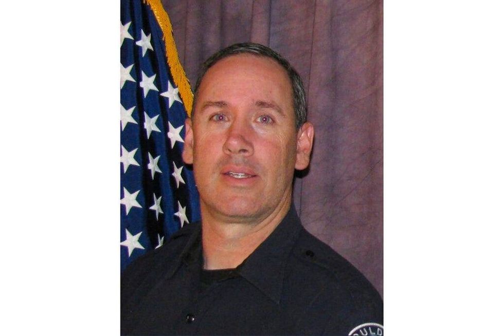 This photo tweeted by the Boulder Police Department late Monday, March 22, 2021, shows Officer Eric Talley. Police say multiple people have been killed in a shooting at a supermarket in Boulder, Colo., including Talley.