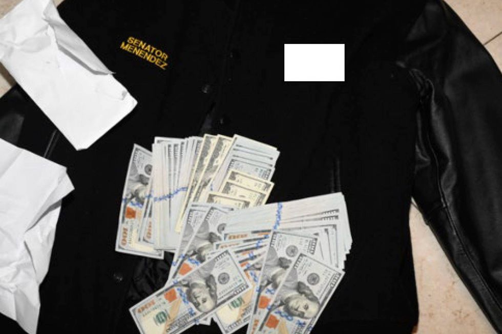 This photo, which was included in an indictment of U.S. Sen. Bob Menendez (D-N.J.), shows a jacket bearing Menendez