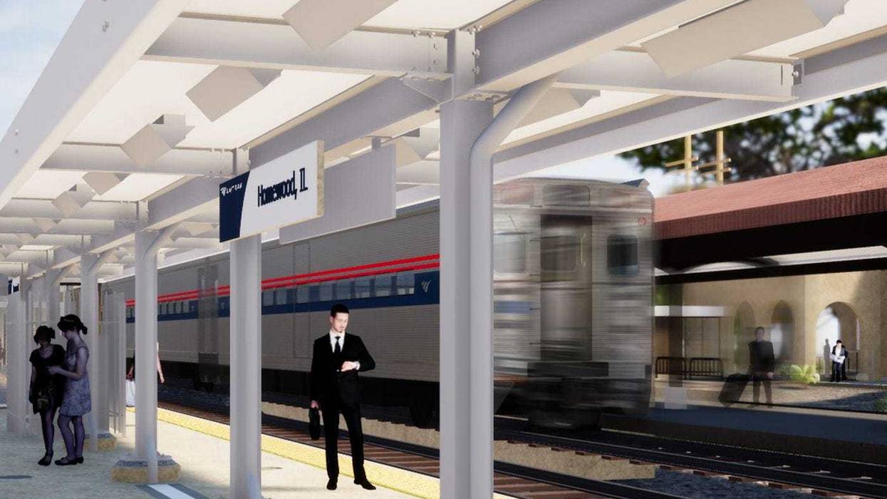 This rendering of the platform at the Amtrak/Metra stop in Homewood shows planned renovations to the station shared by both rail operations.