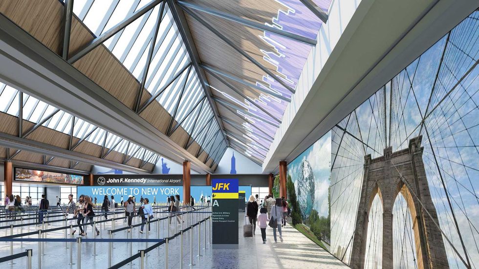 This rendering shows an interior view of the New Terminal 1