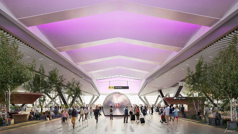 This rendering shows an interior view of the New Terminal 1
