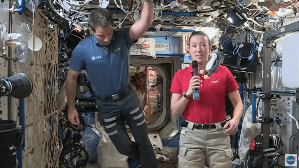 Thomas Pesquet and Megan McArthur in the International Space Station.
