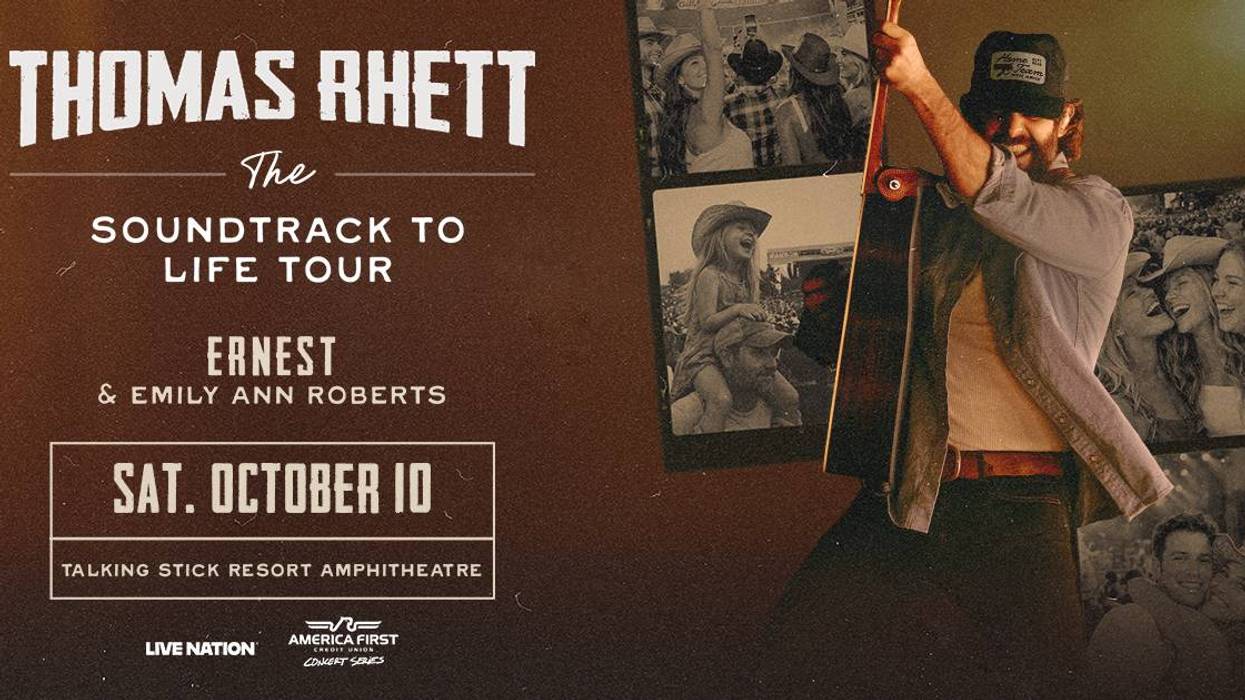 Thomas Rhett 'Soundtrack to Life Tour' ad with guitar, candid photos. Ernest, Emily Ann Roberts. Oct 10.
