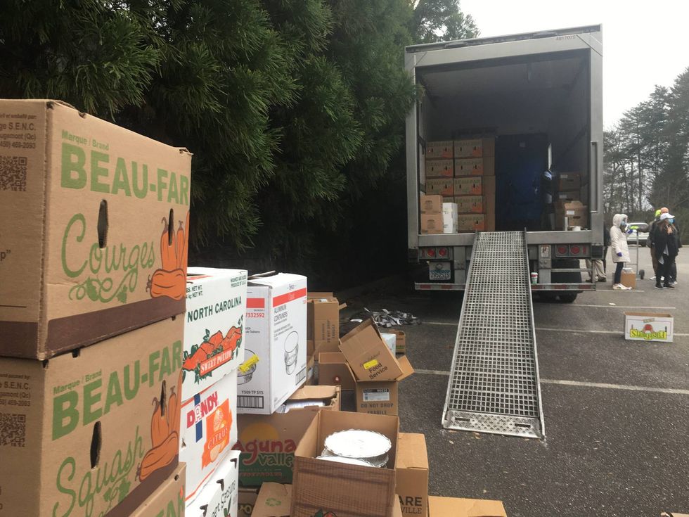 Thousands of meals waiting to be distributed at Larkins Mill in Greenville