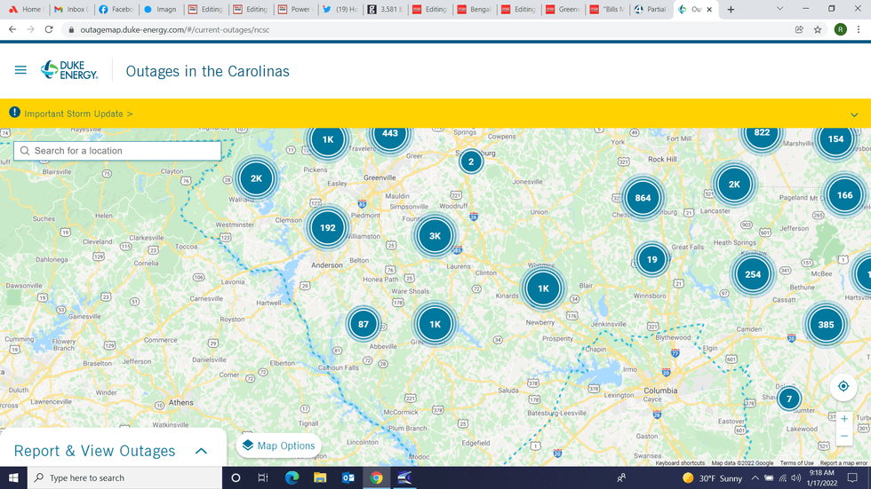 Thousands without power