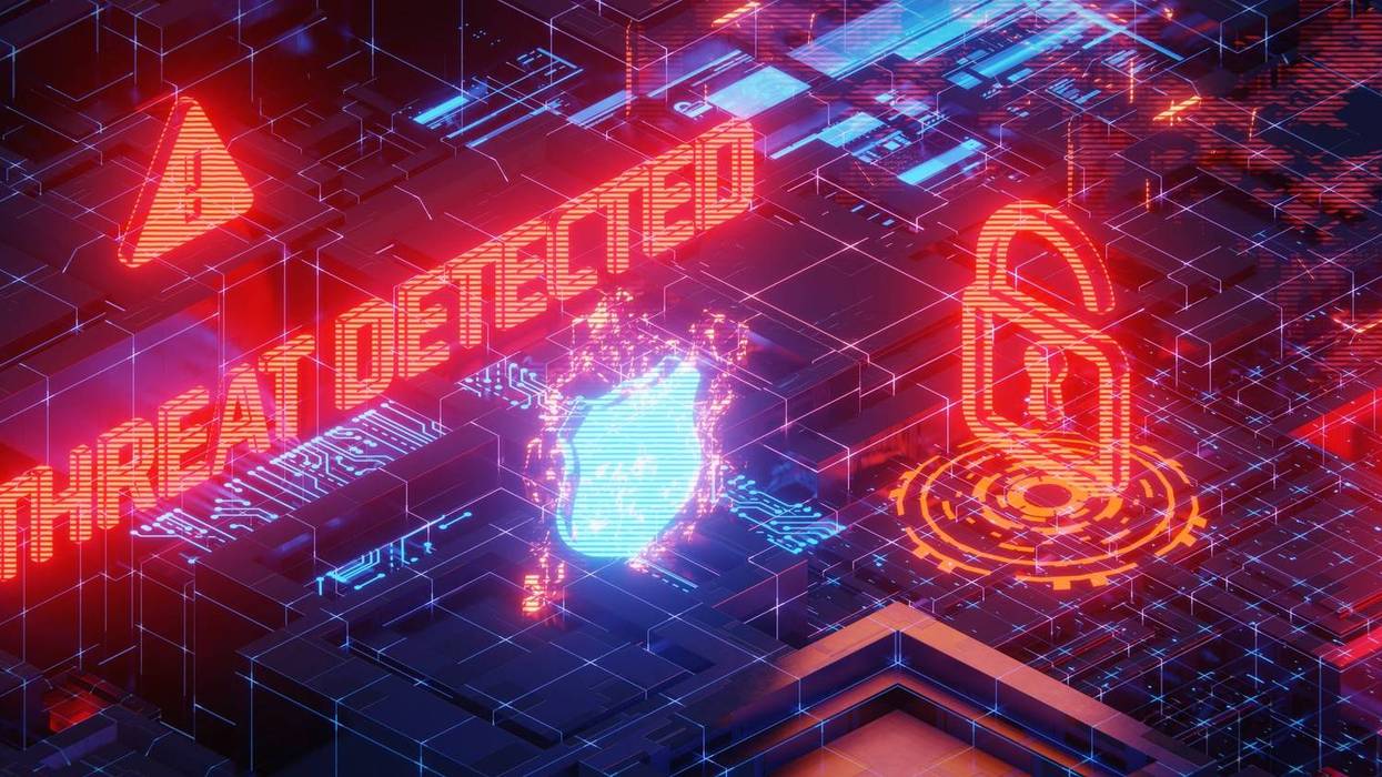 threat detection warning image on digital background