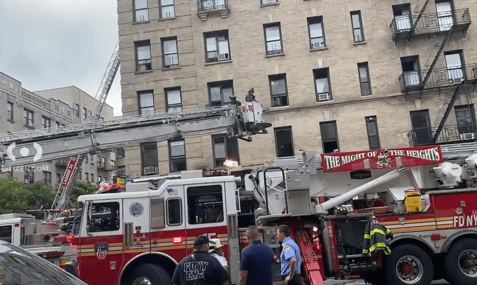 Three firefighters were injured when nearly 150 first responders worked to battle a blaze in Washington Heights on Saturday afternoon.