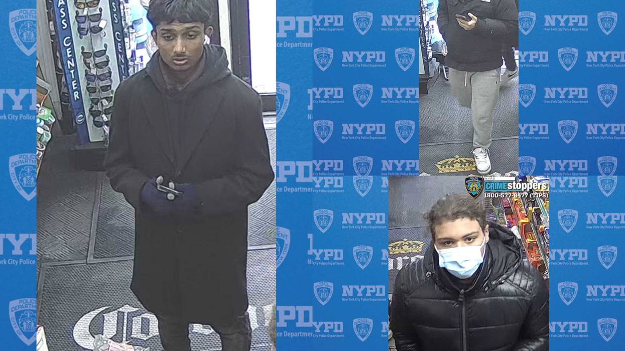 Three suspects are wanted by police for two violent robberies in Queens this month.