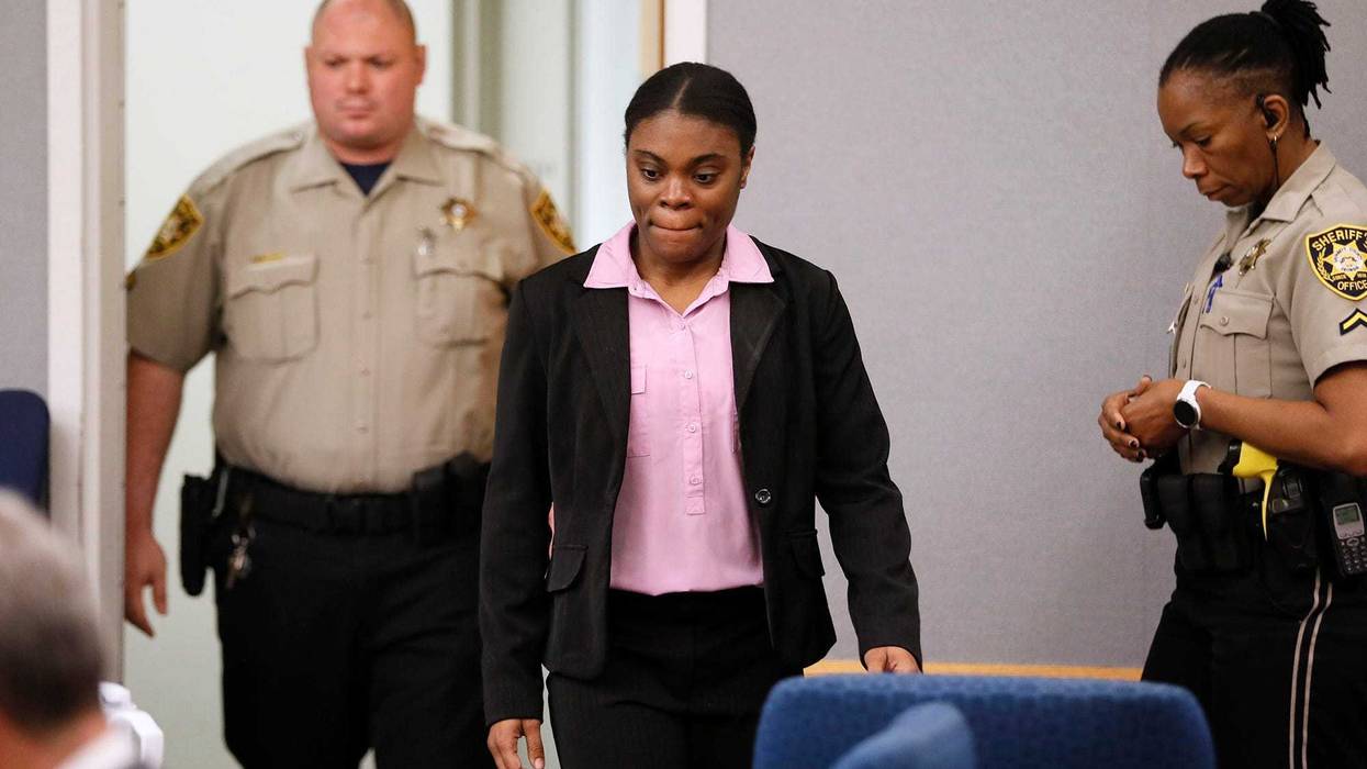 Tiffany Moss enters court to hear the sentencing verdict on Tuesday, April 30, 2019, in Lawrenceville, Ga