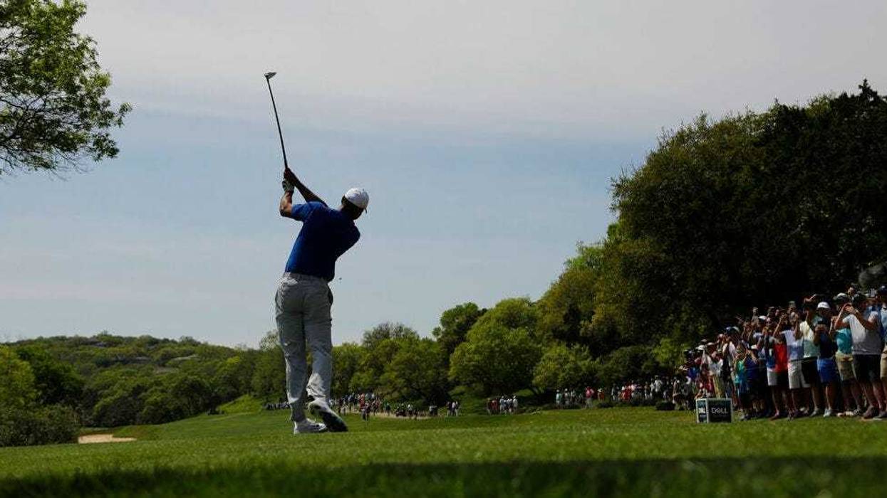 Tiger Woods hits his drive from the third tee during round-robin play at the Dell Match Play Championship golf tournament, Wednesday, March 27, 2019, in Austin, Texas.